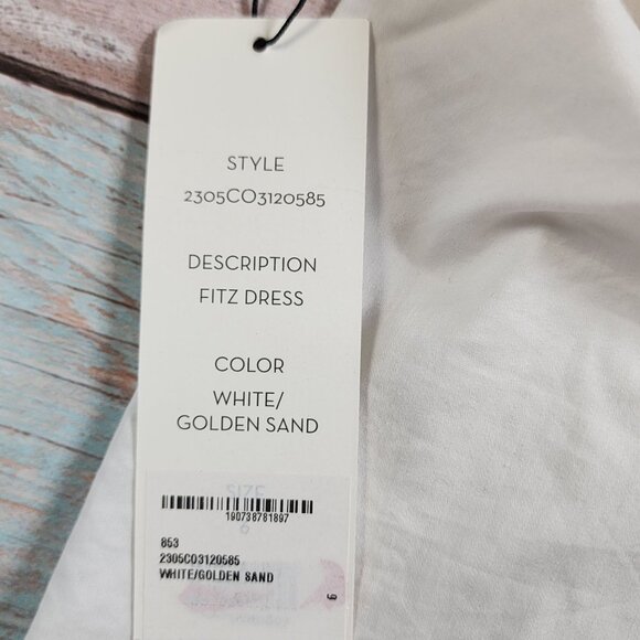 Veronica Beard Sleeveless Midi Dress White/Golden Sand Women's Size 6 - Picture 6 of 13